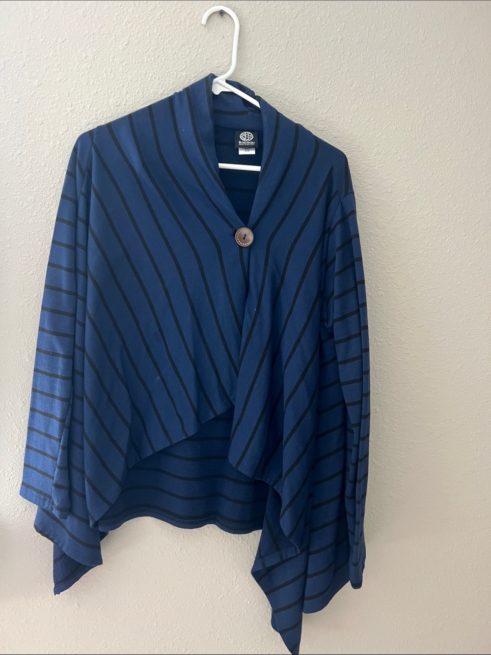 bobeau Navy and Black Striped Women's Jacket size medium